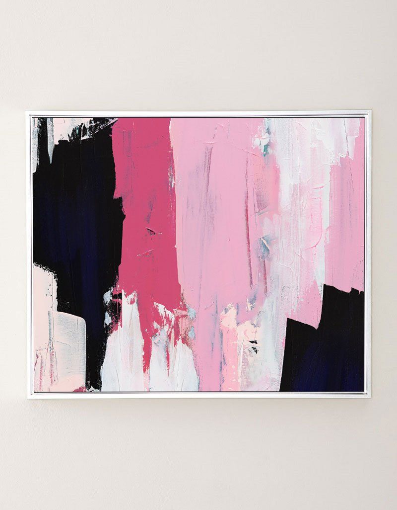 Bold Pink & Black Abstract Painting