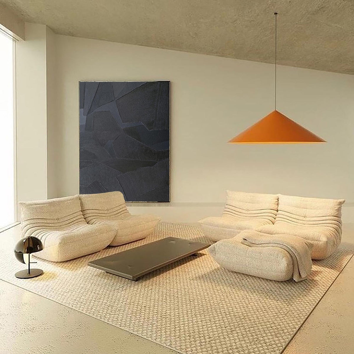 Monochrome Textured Abstract Wall Art Square