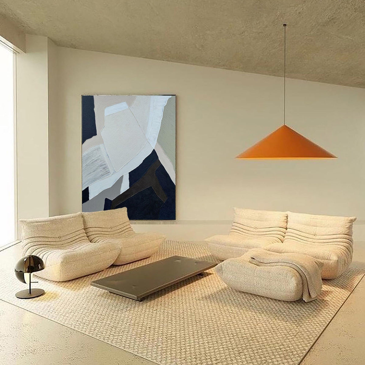 Organic Geometric Collage Painting Vertical