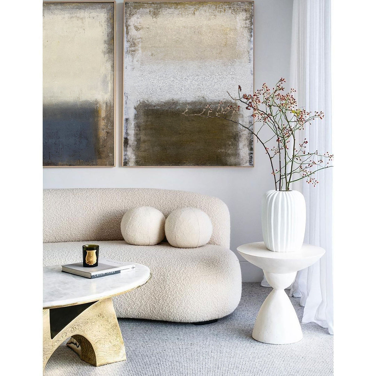 Neutral Abstract Diptych Wall Art Set