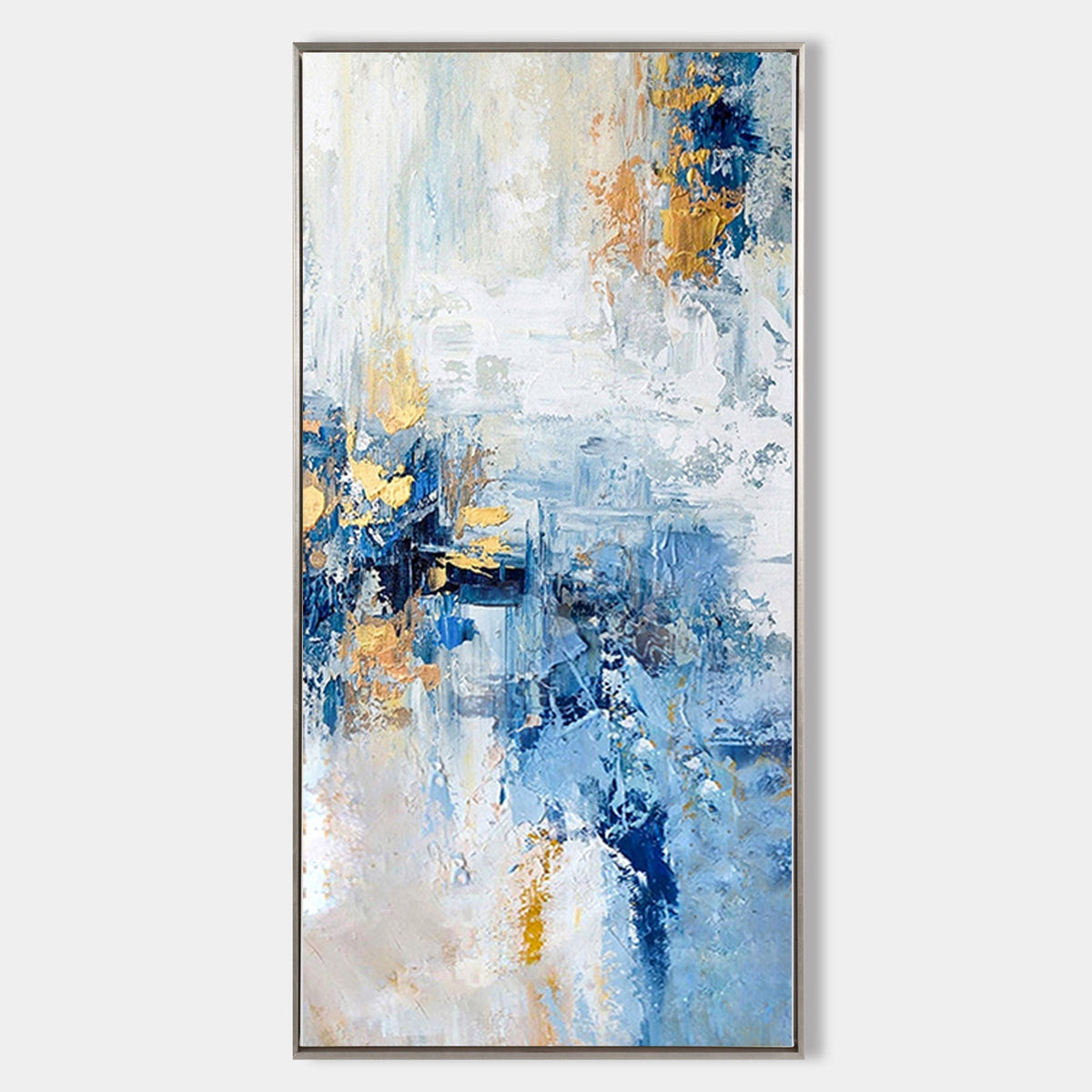 Coastal Gold & Blue Abstract Oil Painting