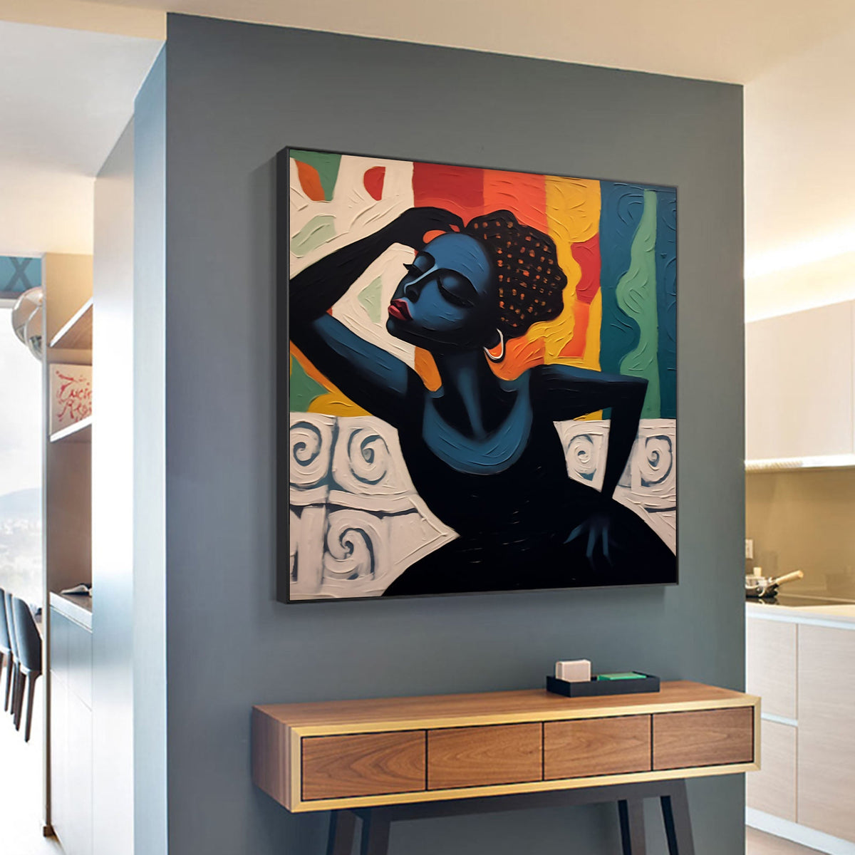 Vibrant Black Woman Portrait 3D Impasto Painting