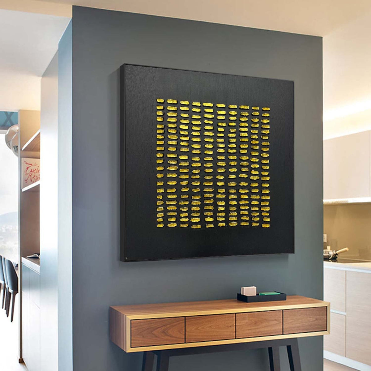 Wall Art Gold Dotted Modern Geometric Abstract Metallic