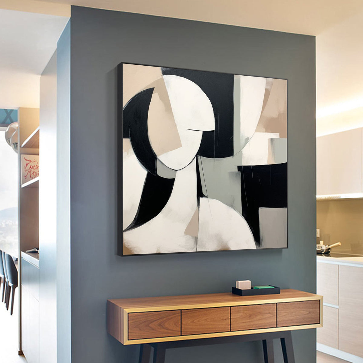 Modern Female Portrait Painting Minimalist Geometric