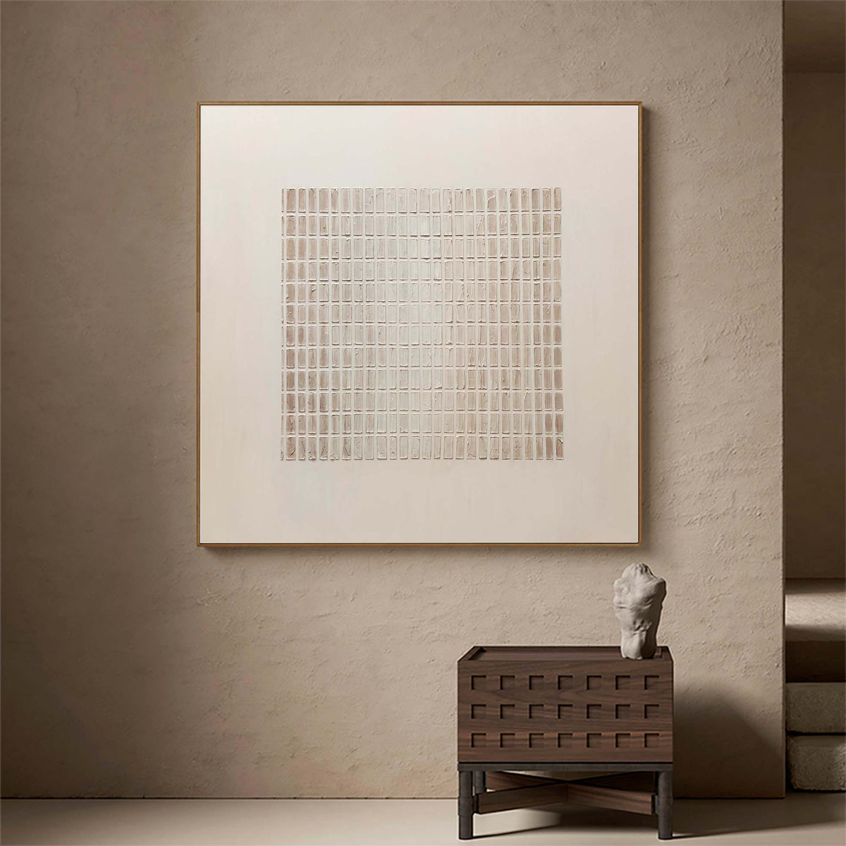 Beige Grid Minimalist Painting