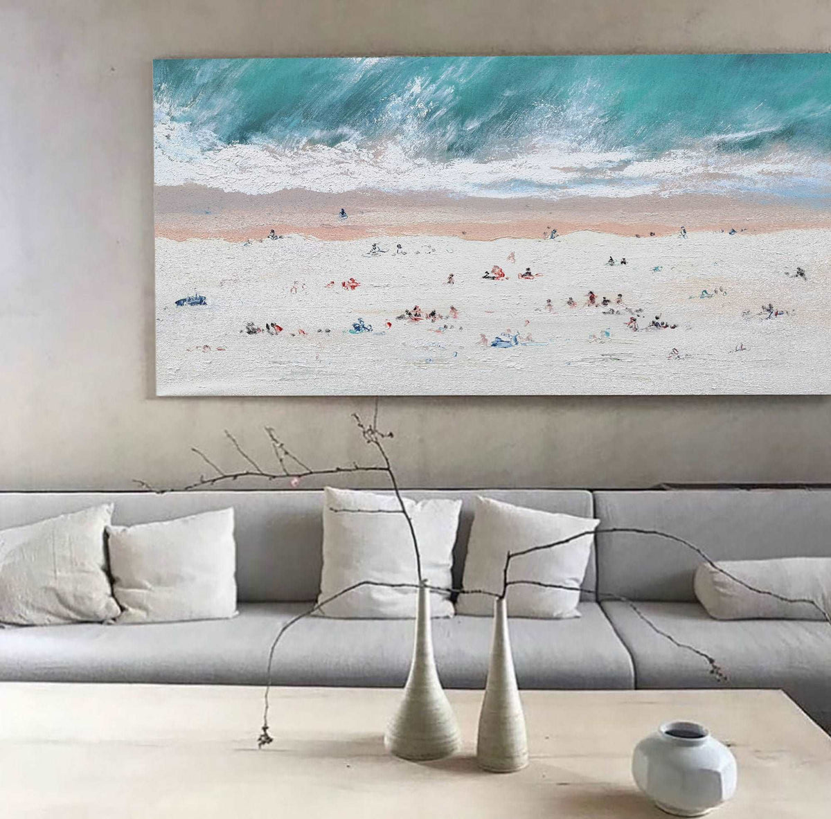 Ocean Wave Beach Scene Oil Painting