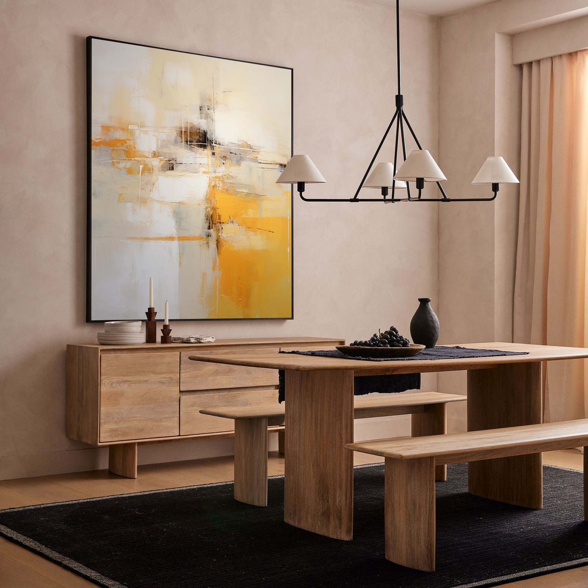Warm Tone Oil Painting Yellow Beige Modern Wall Art