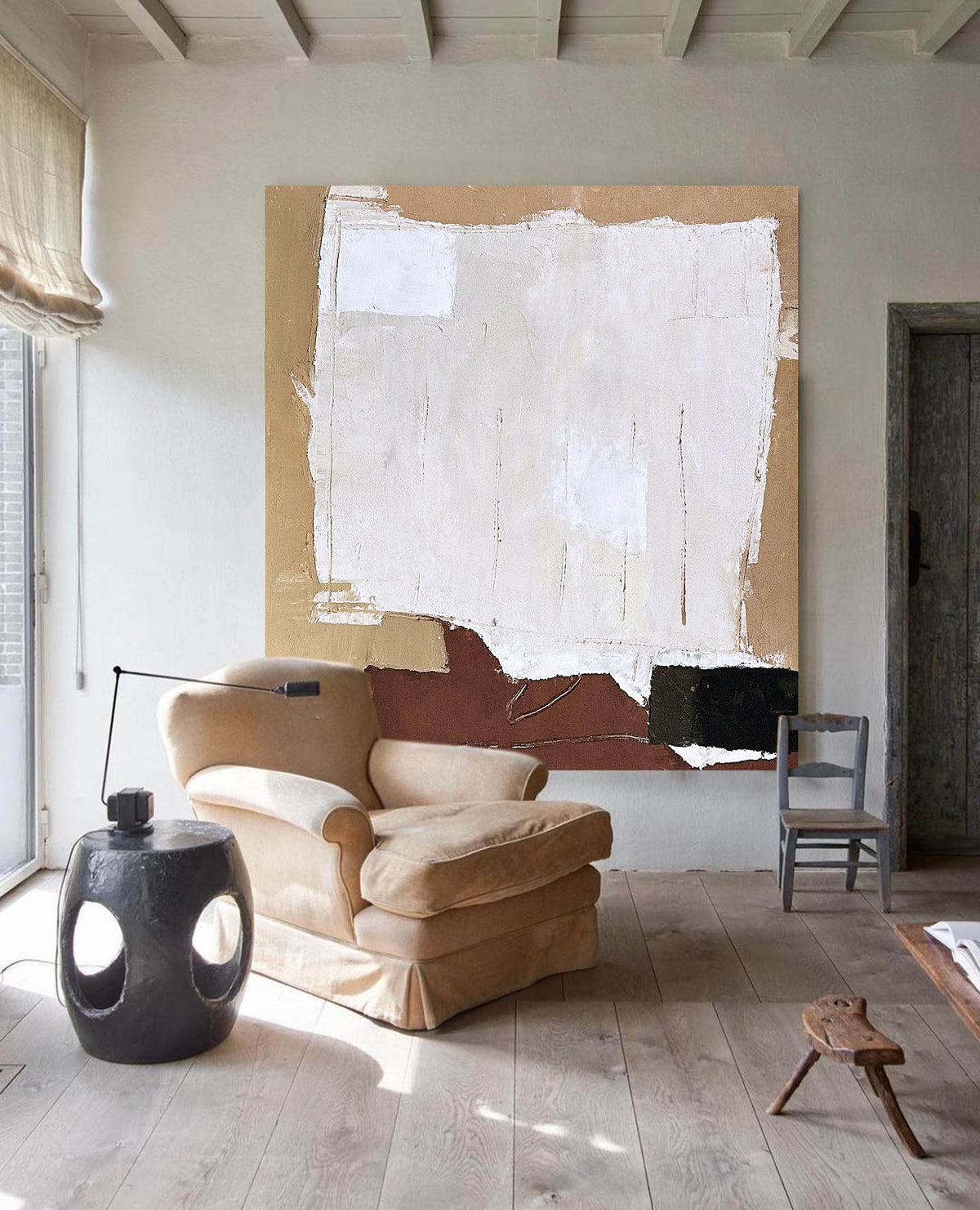 Earthy Minimalist Abstract Painting Square