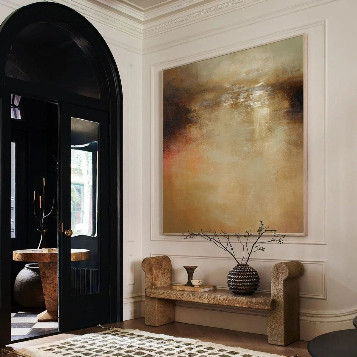 Neutral Warm Abstract Landscape Oil Painting