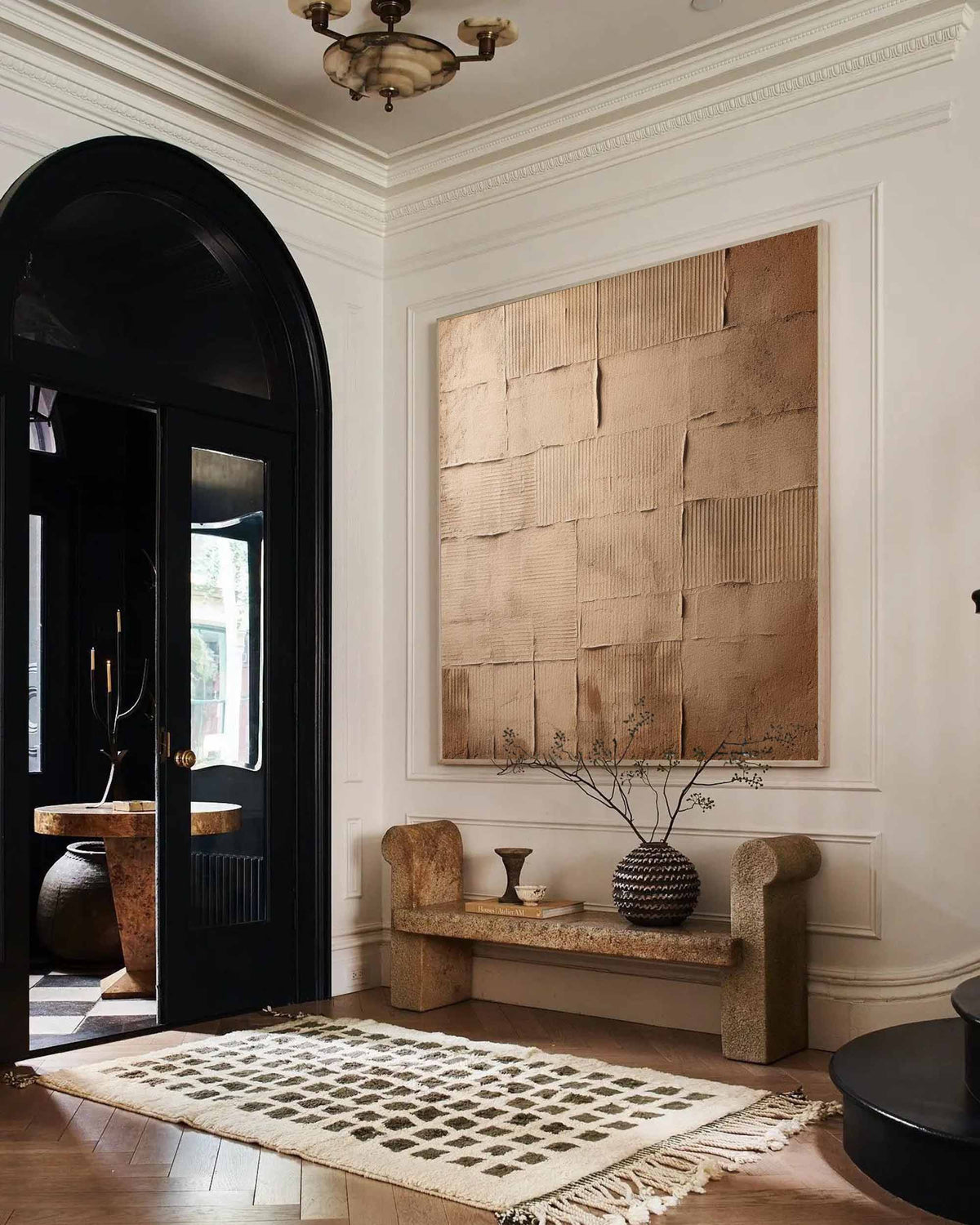 Earthy Neutral Textured Layered Panel Oil Painting