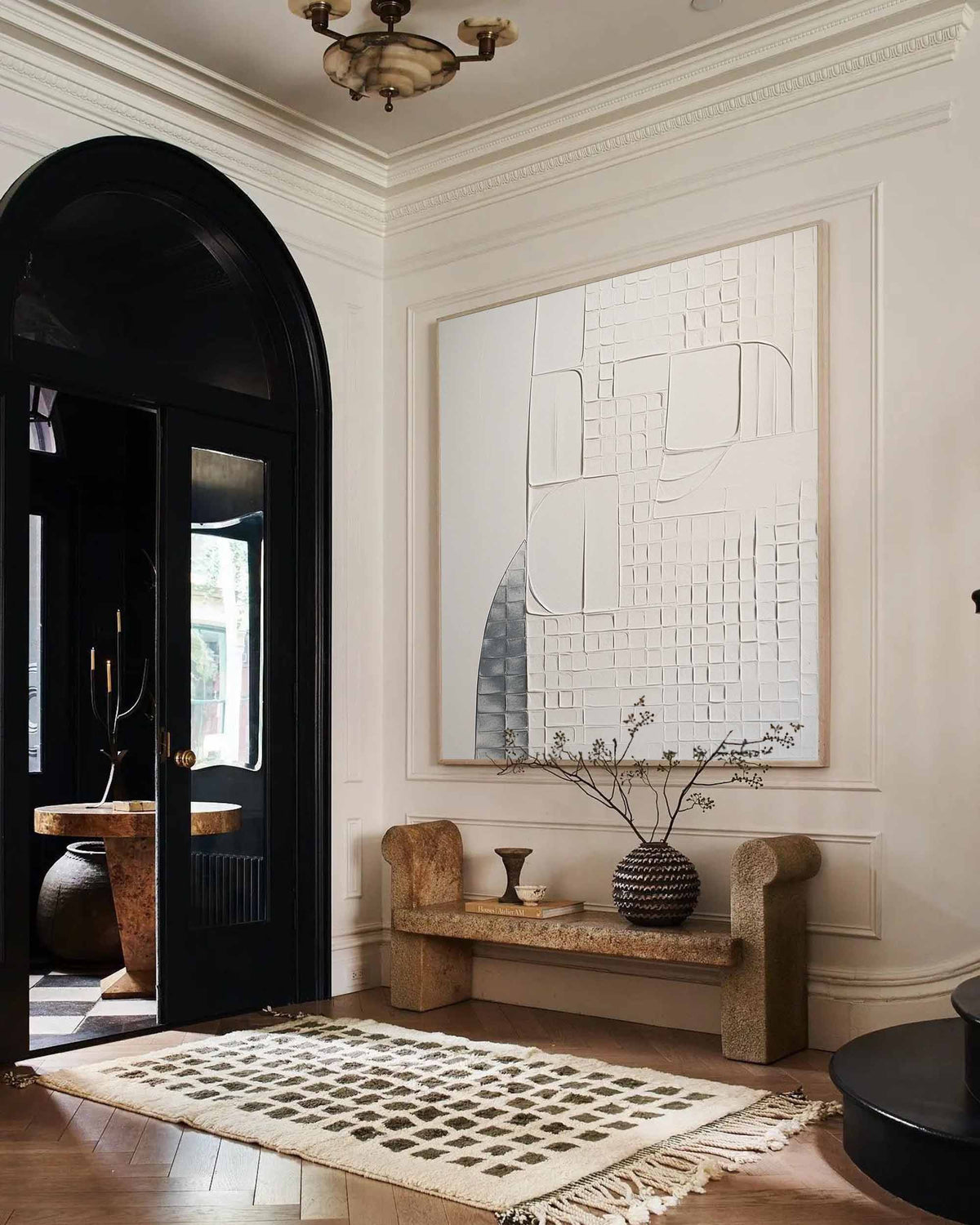 Minimalist Geometric Bas-Relief Painting