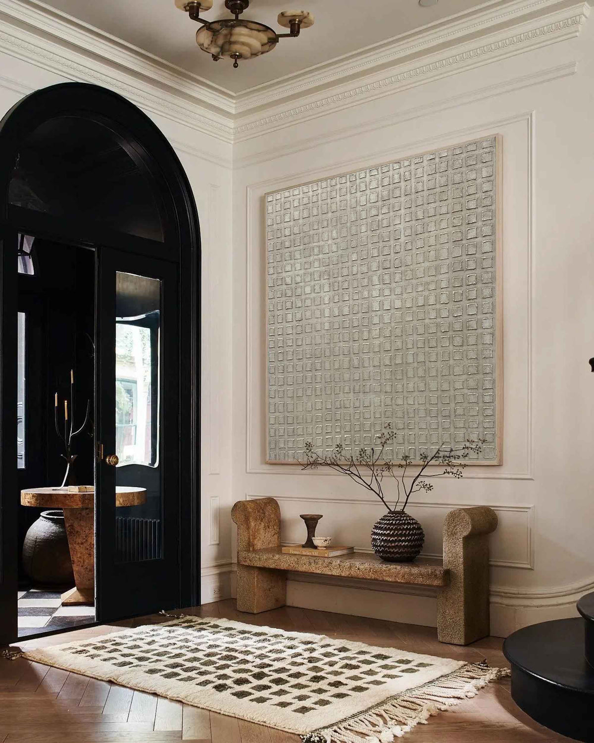 Wabi-Sabi Neutral Grid Texture Painting