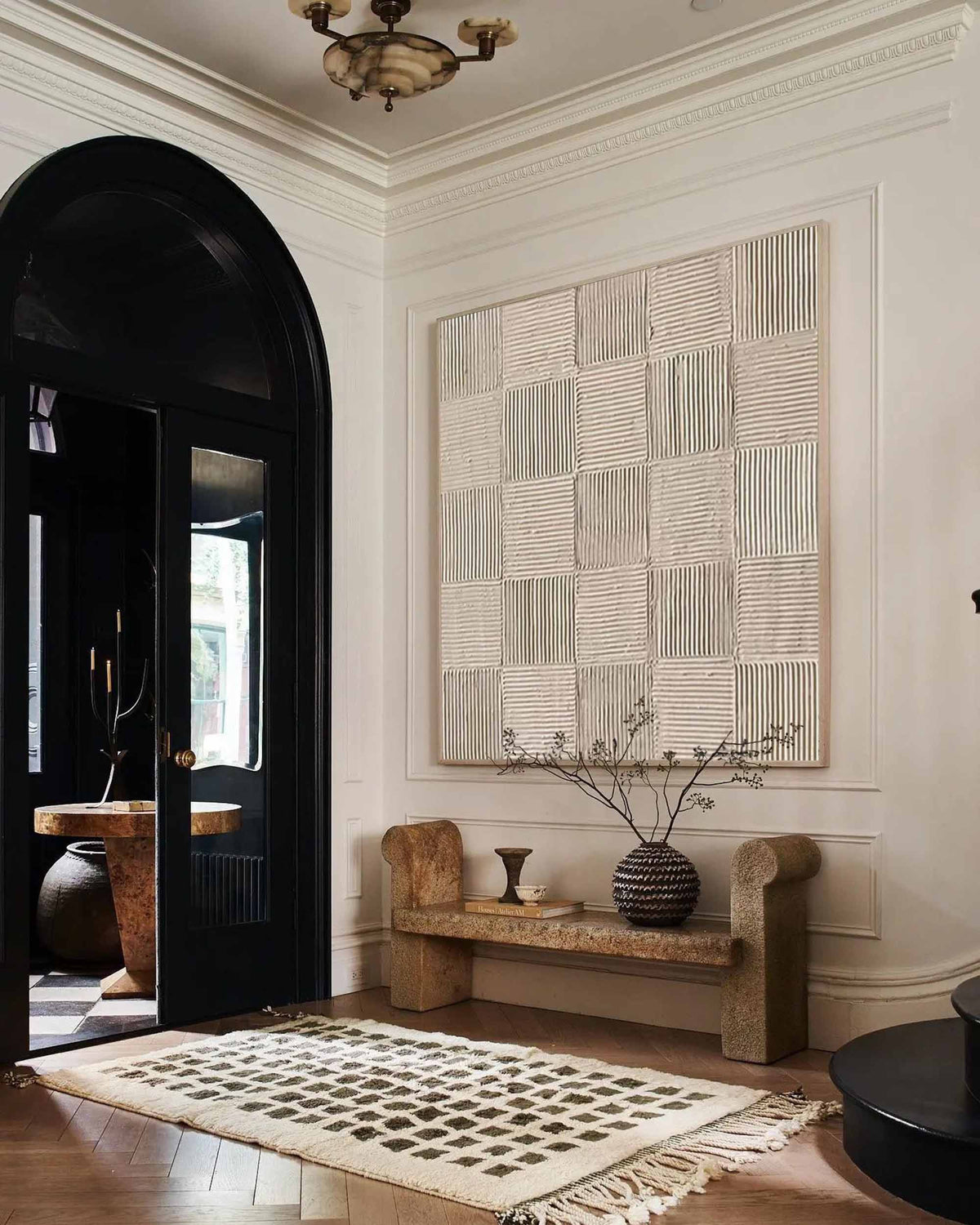 Neutral Tone Textured Checkerboard Oil Painting