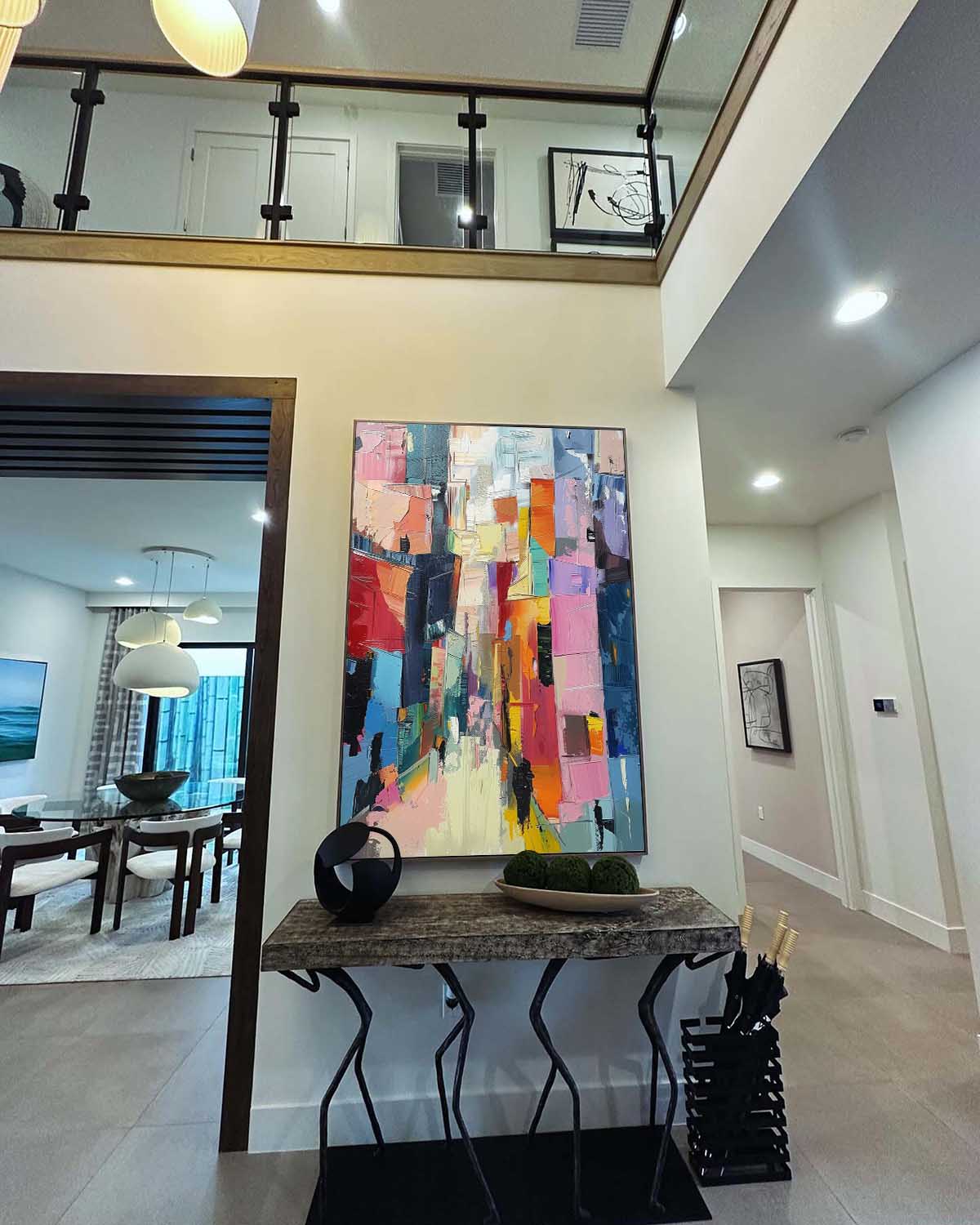 Vibrant Cubist Color Block Impasto Painting