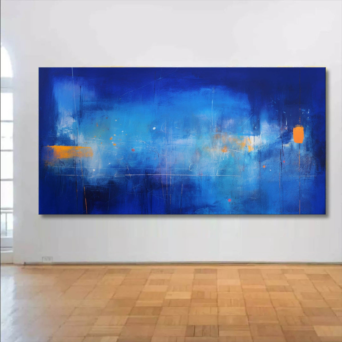 Expressionist Panoramic Blue Orange Wall Art