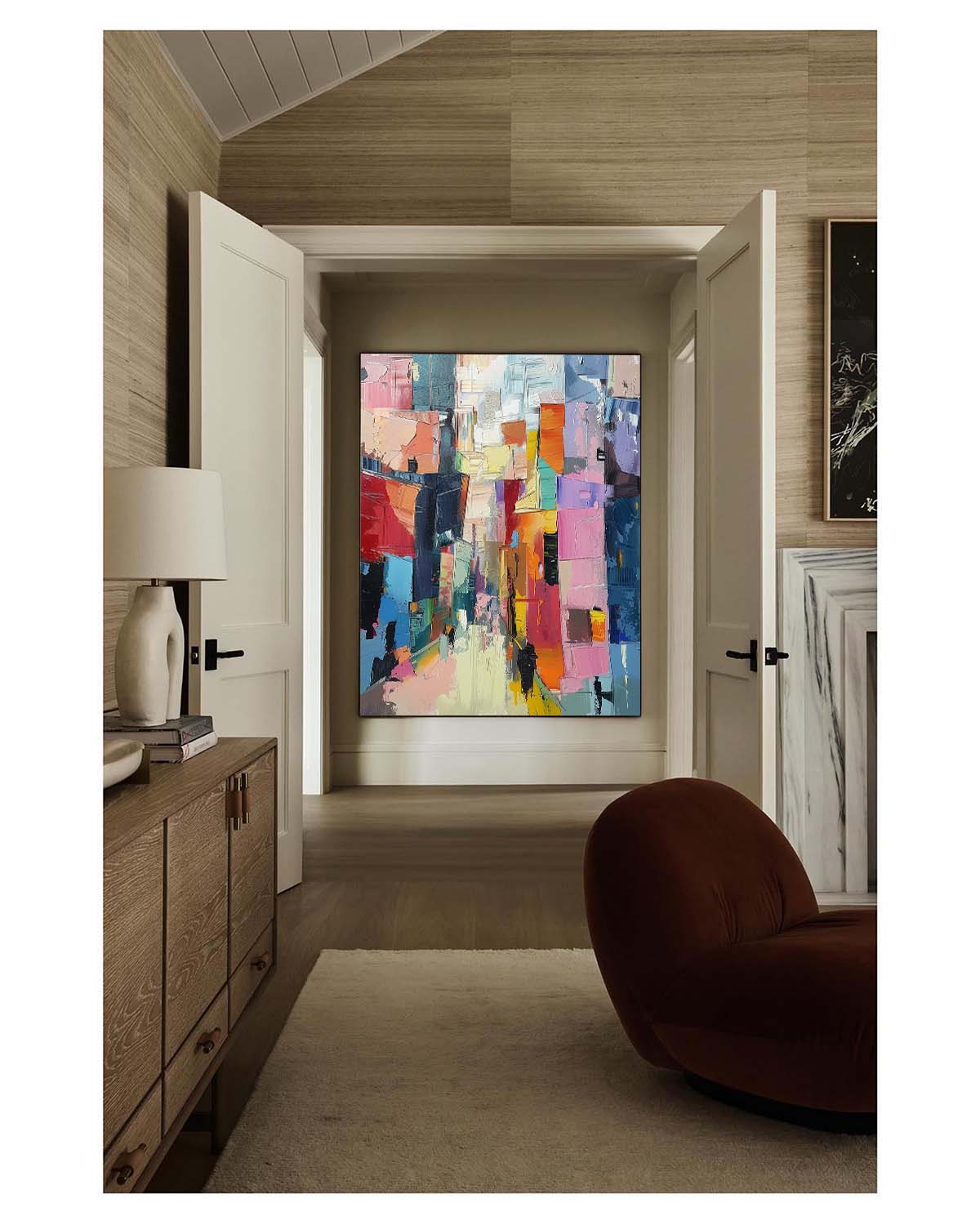 Vibrant Cubist Color Block Impasto Painting