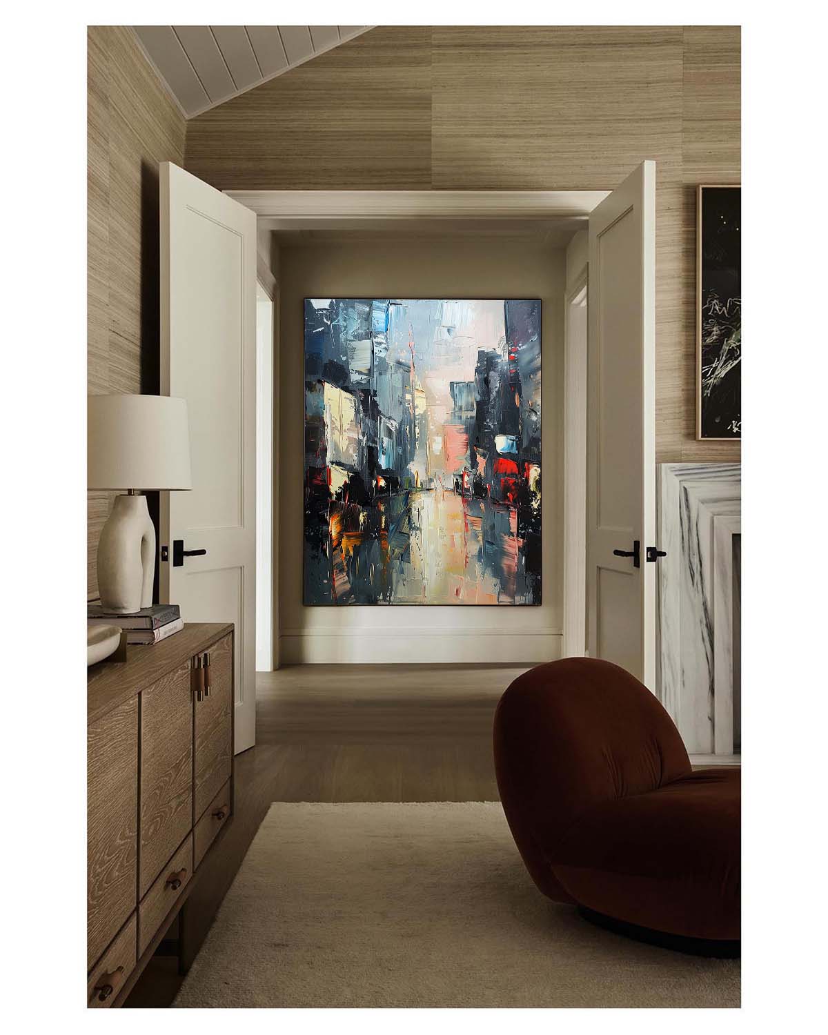Abstract Urban Cityscape Impasto Painting