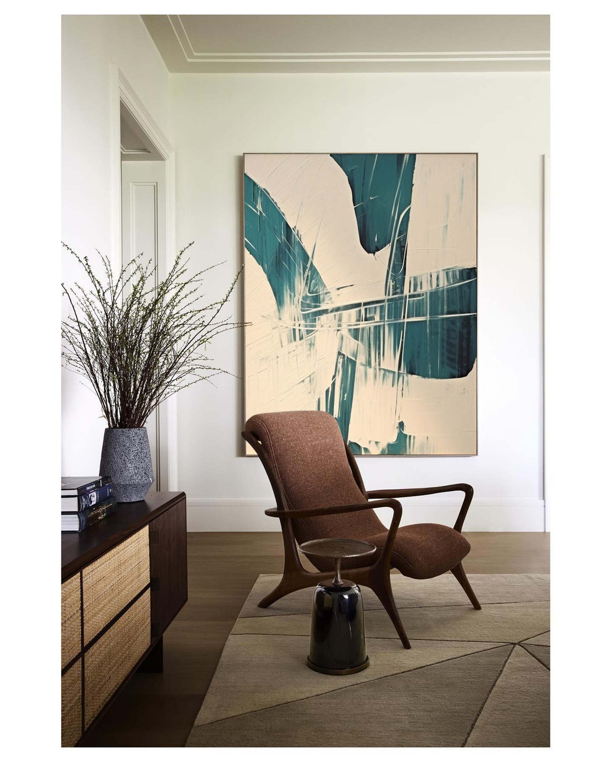 Wall Art Teal Abstract Swirl Palette Knife