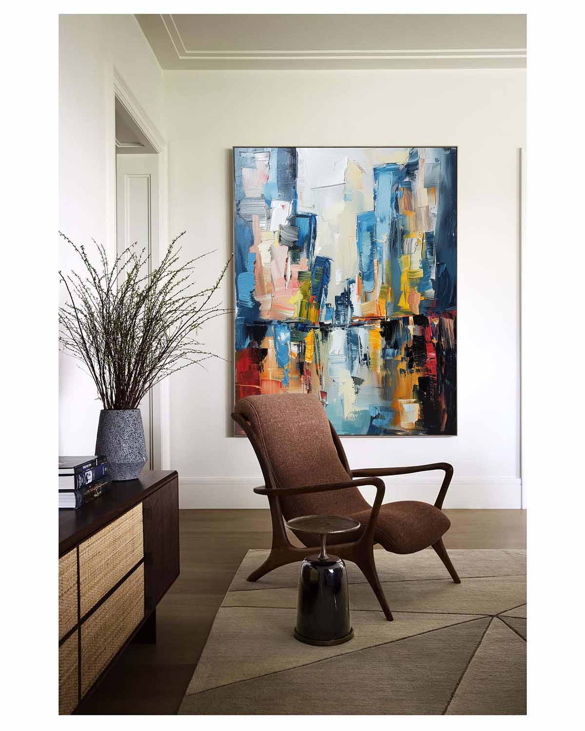Vibrant  Abstract Oil Painting Color Wall Art