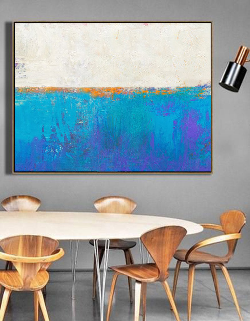 Original Blue Seascape Skyline Painting