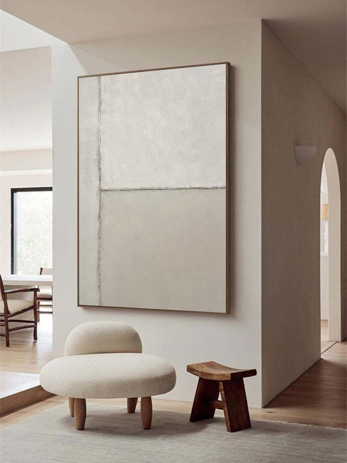 Neutral Beige Minimalist Linear Painting