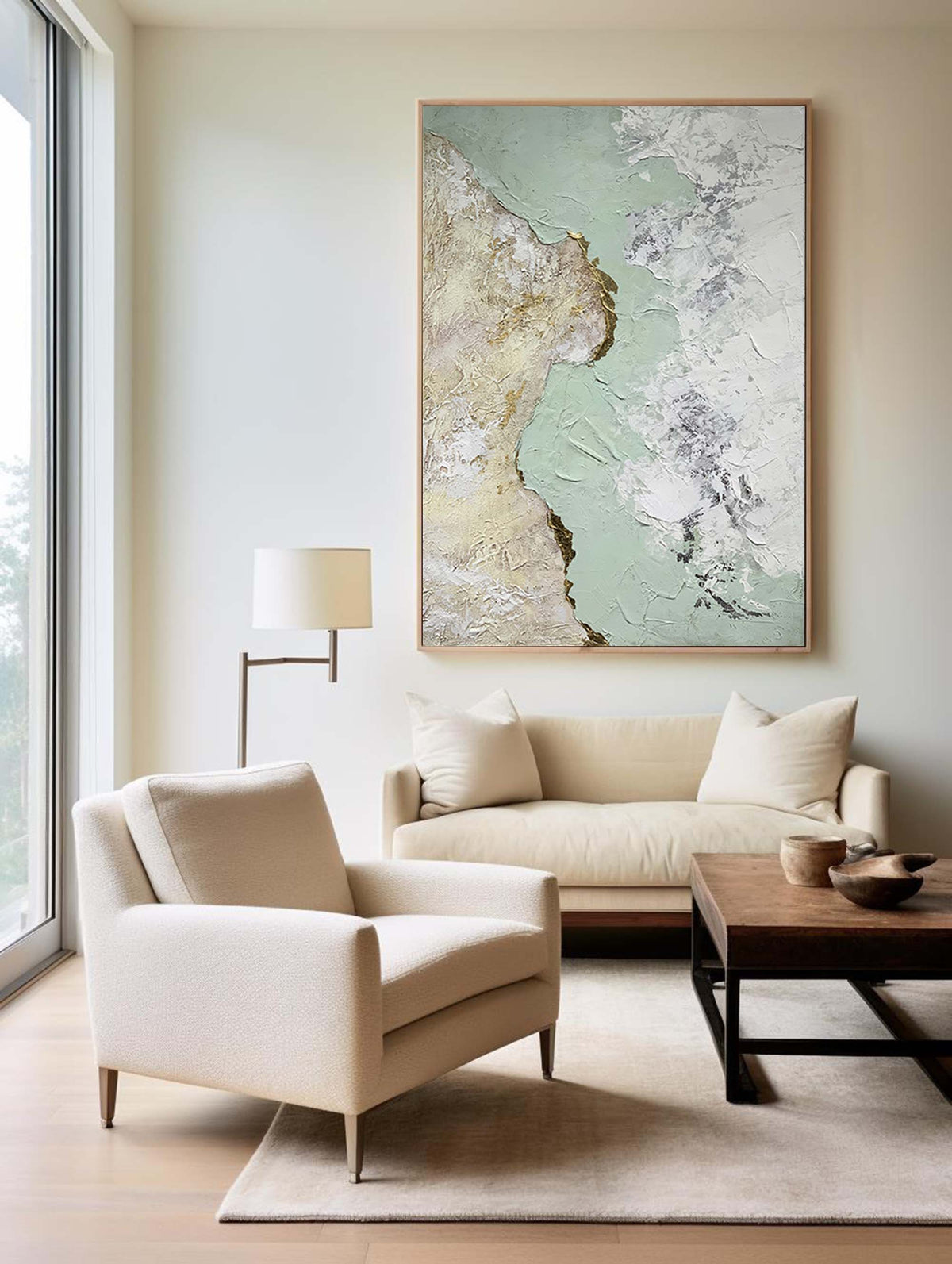 Abstract Green And Gold Painting