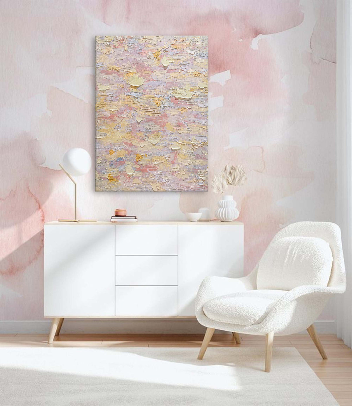 Wall Art Abstract Soft Pink Warm Gentle Calm
