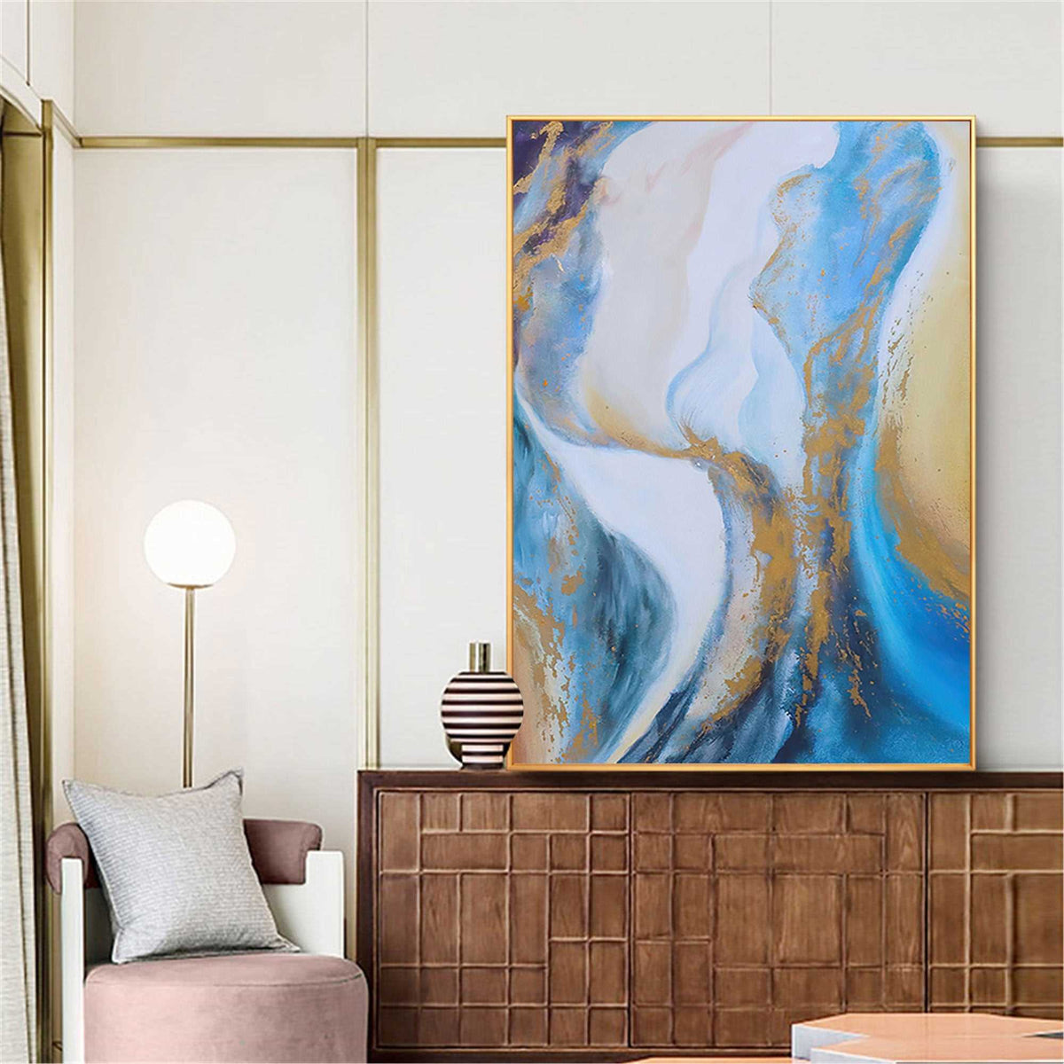 Abstract Blue And Gold Painting