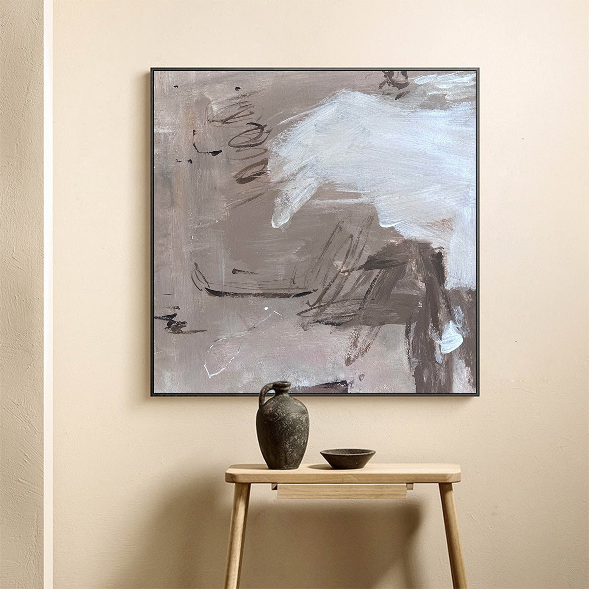 Wall Art Neutral Abstract Line Sketch Texture Modern Minimalist Living Room