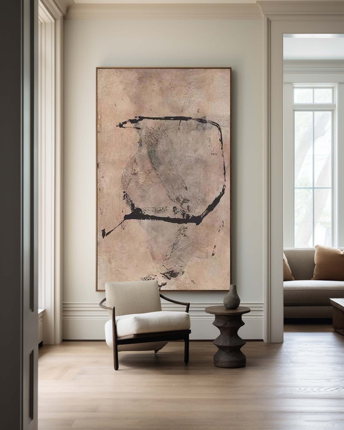 Minimalist Beige Abstract Painting Vertical