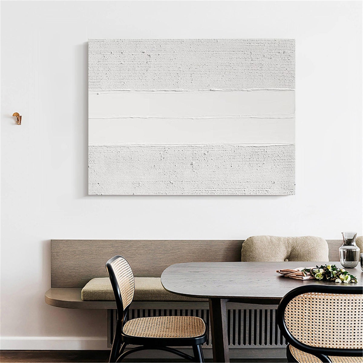 Minimalist White Textured Abstract Oil Painting