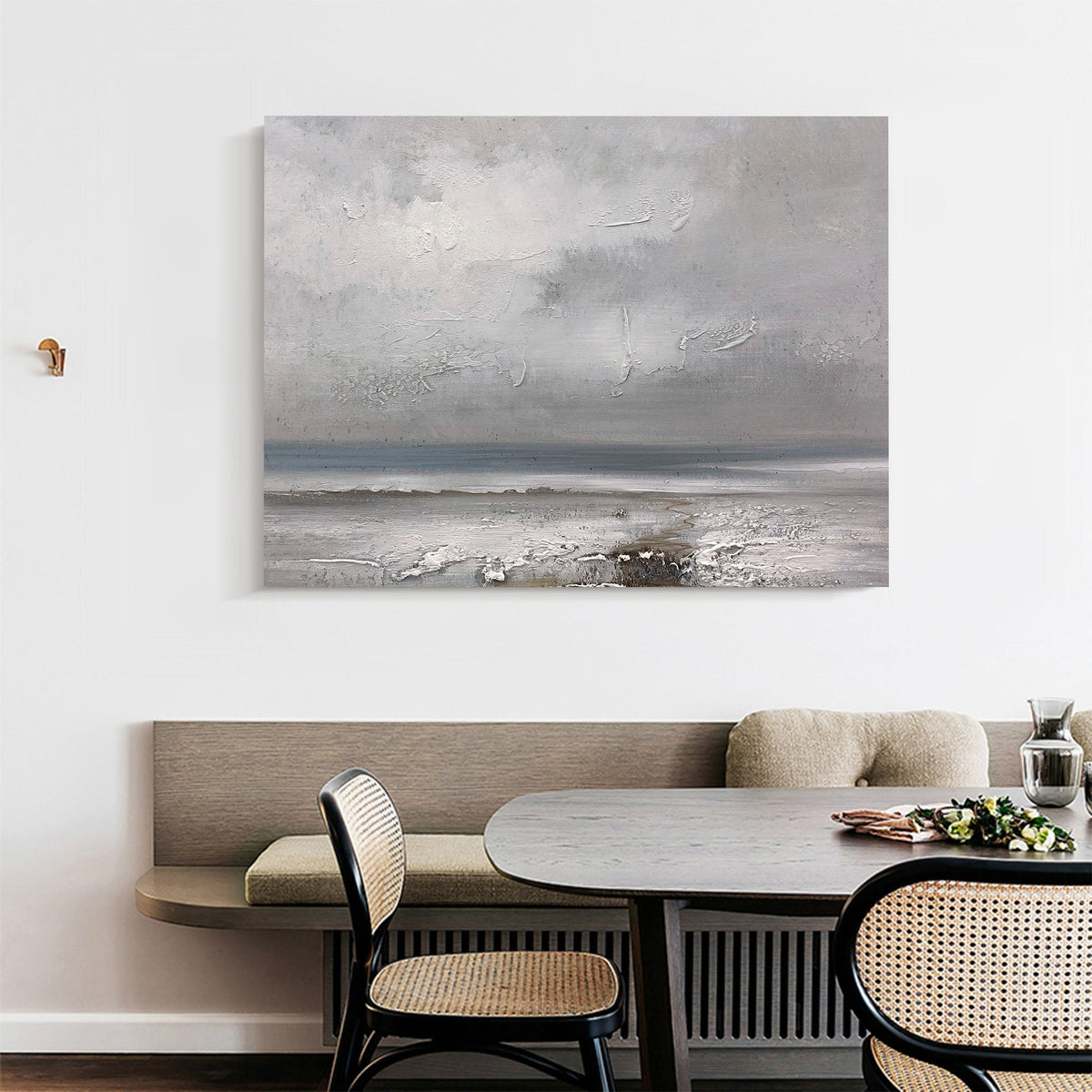 Textured Neutral Coastal Ocean Scene  Wall Art