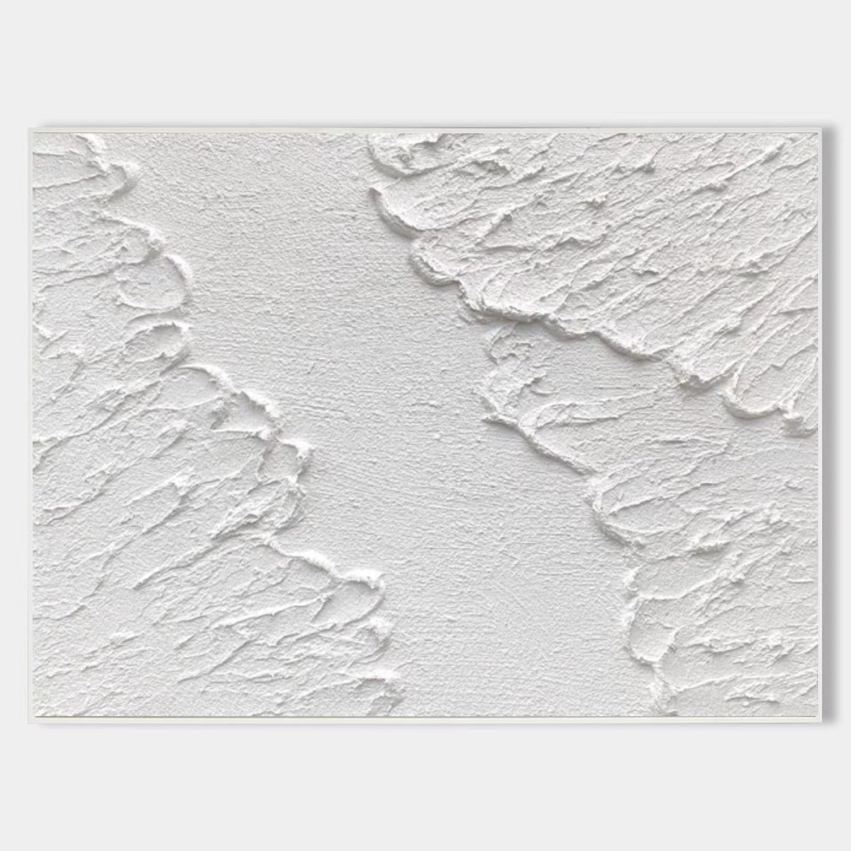 Large 3D Textured White Abstract Relief Oil Acrylic Linen Canvas Painting