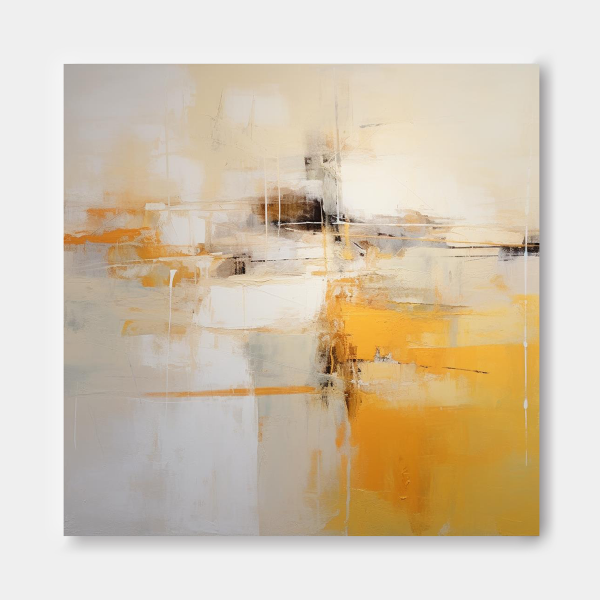 Warm Tone Oil Painting Yellow Beige Modern Wall Art