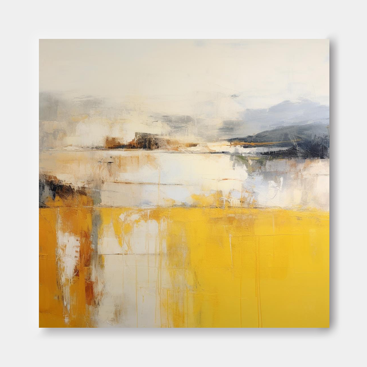 Abstract Landscape Oil Painting Vibrant Yellow
