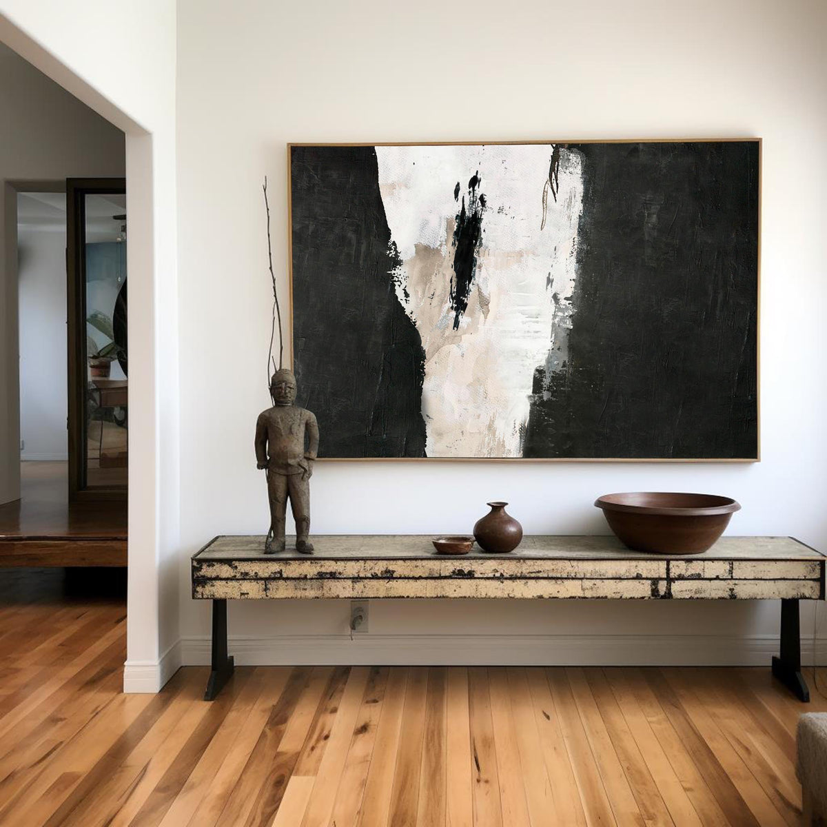 Bold Black & White Abstract Painting