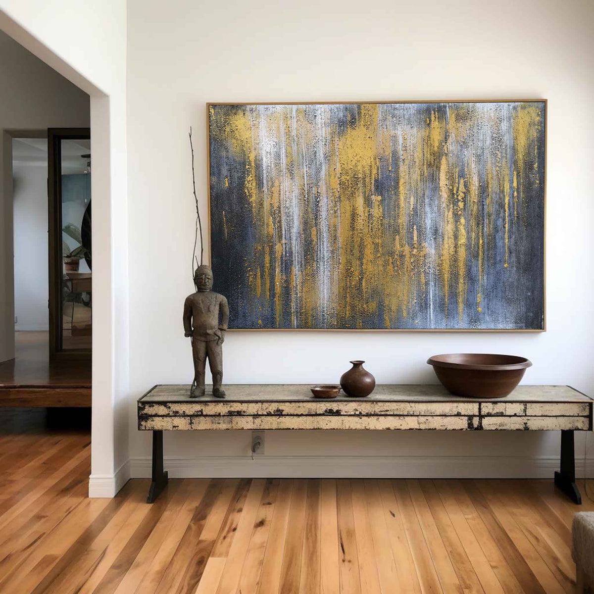 Gilded Rain Abstract Painting