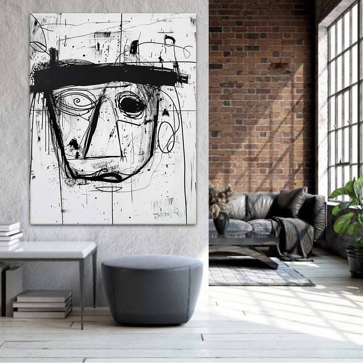 Wall Art Neo Expressionist Abstract Black Portrait