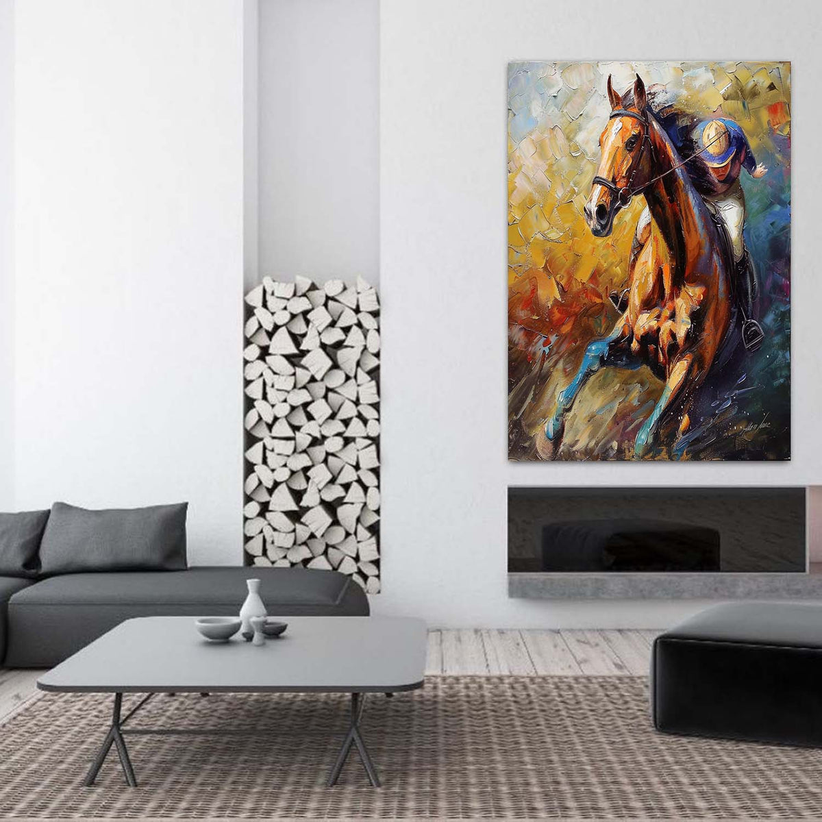 Horse Racing 3D Impasto Painting