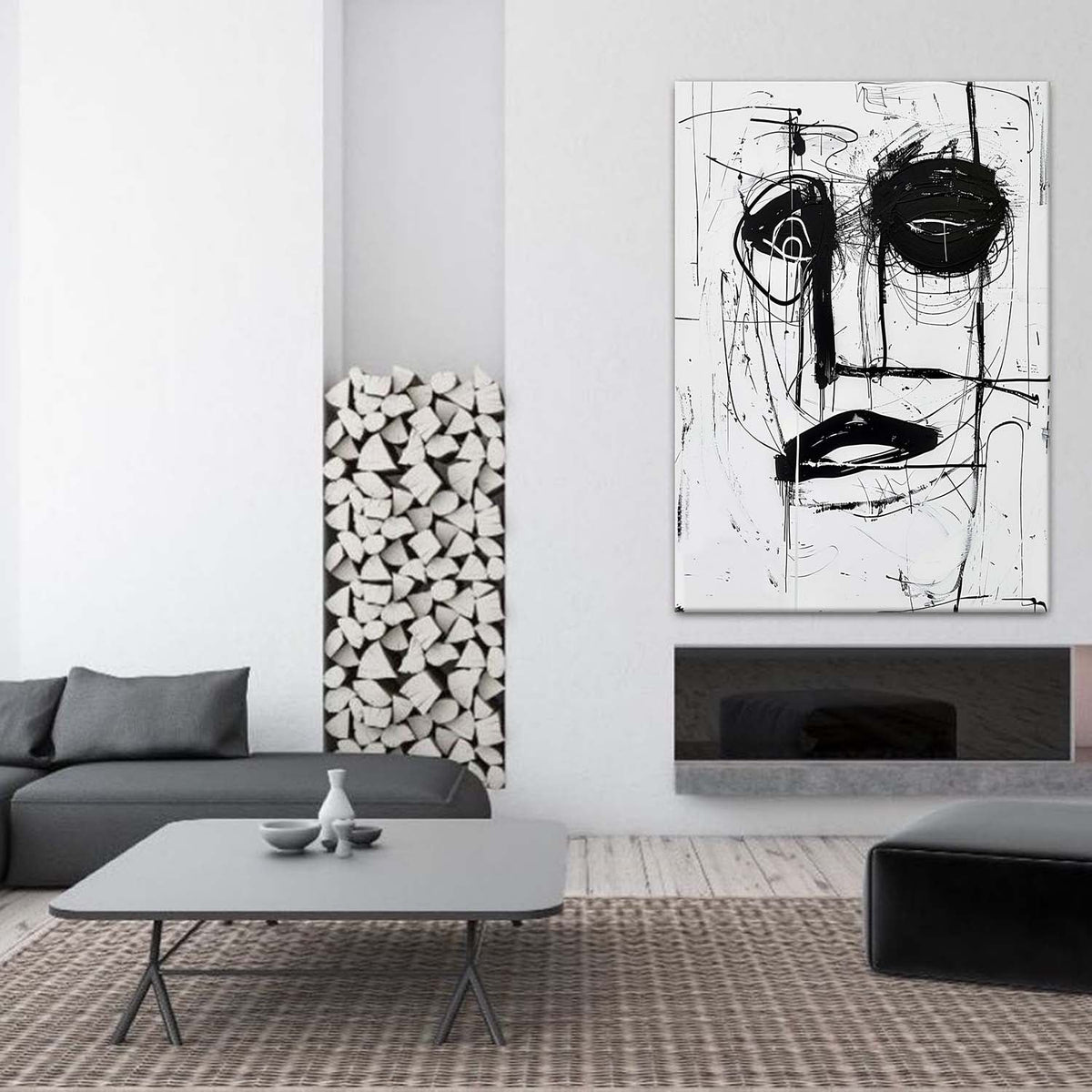 Wall Art Expressive Graffiti Monochrome
