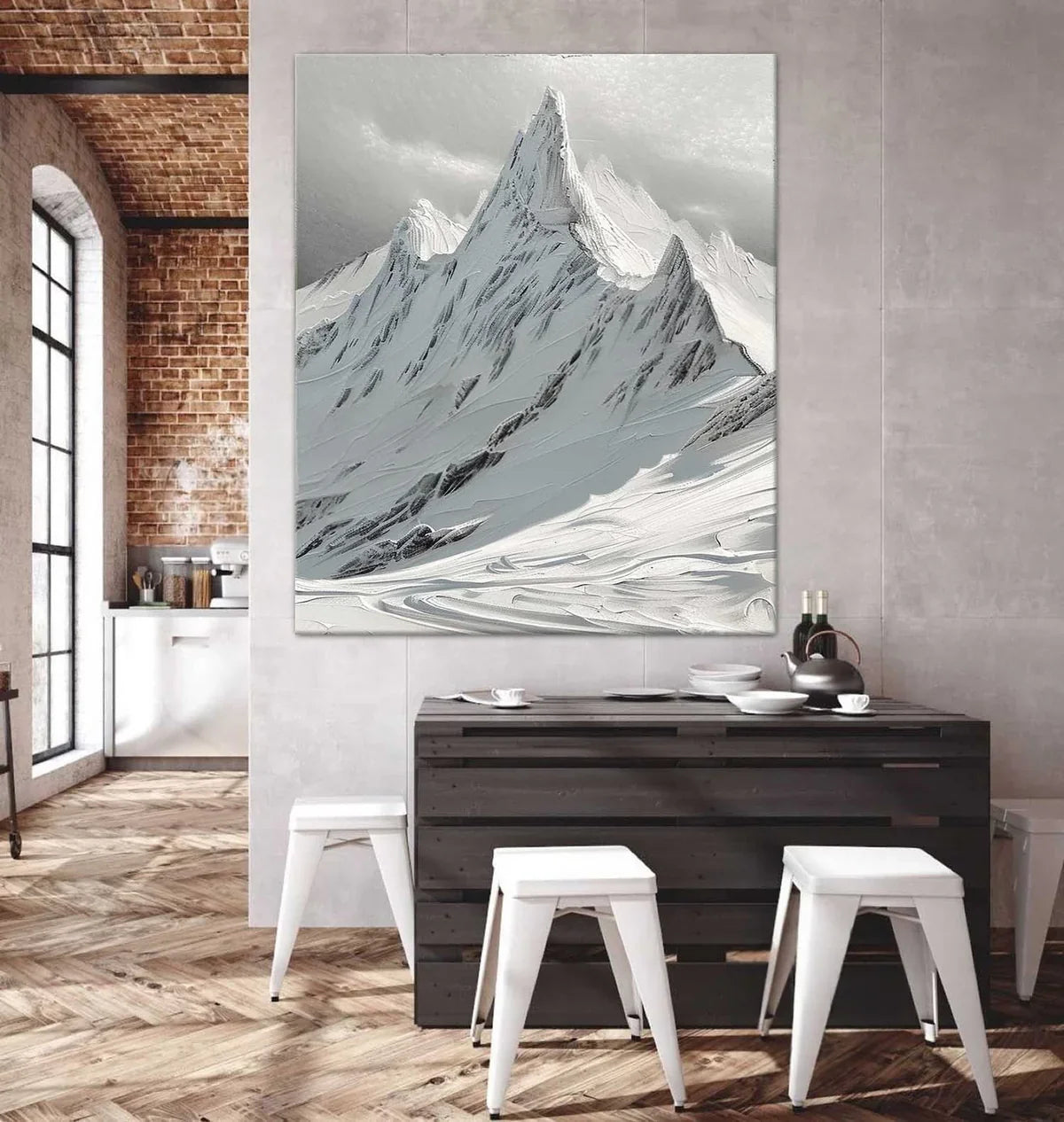 Wall Art Vertical Monochrome Impasto