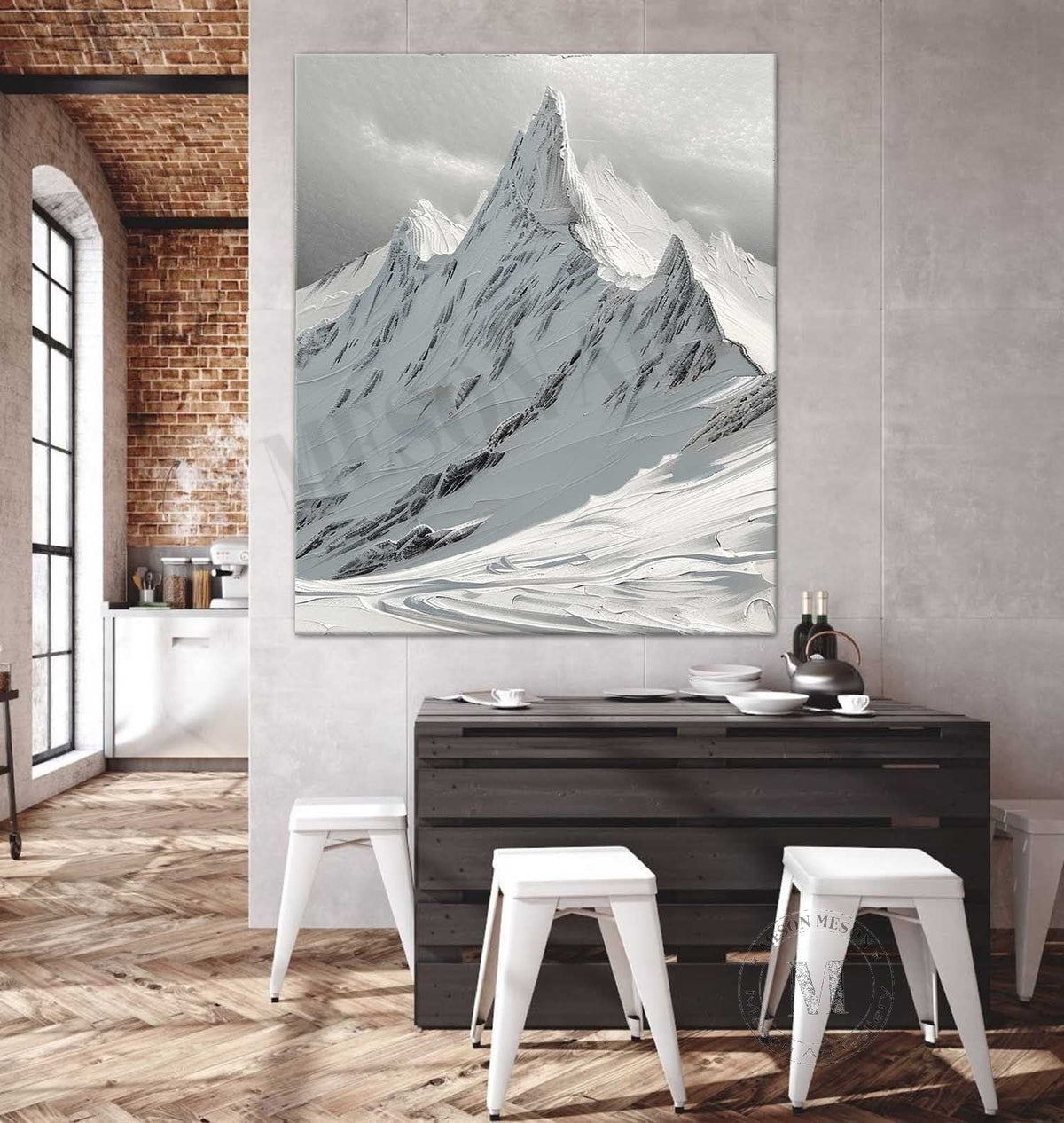 Wall Art Vertical Monochrome Impasto