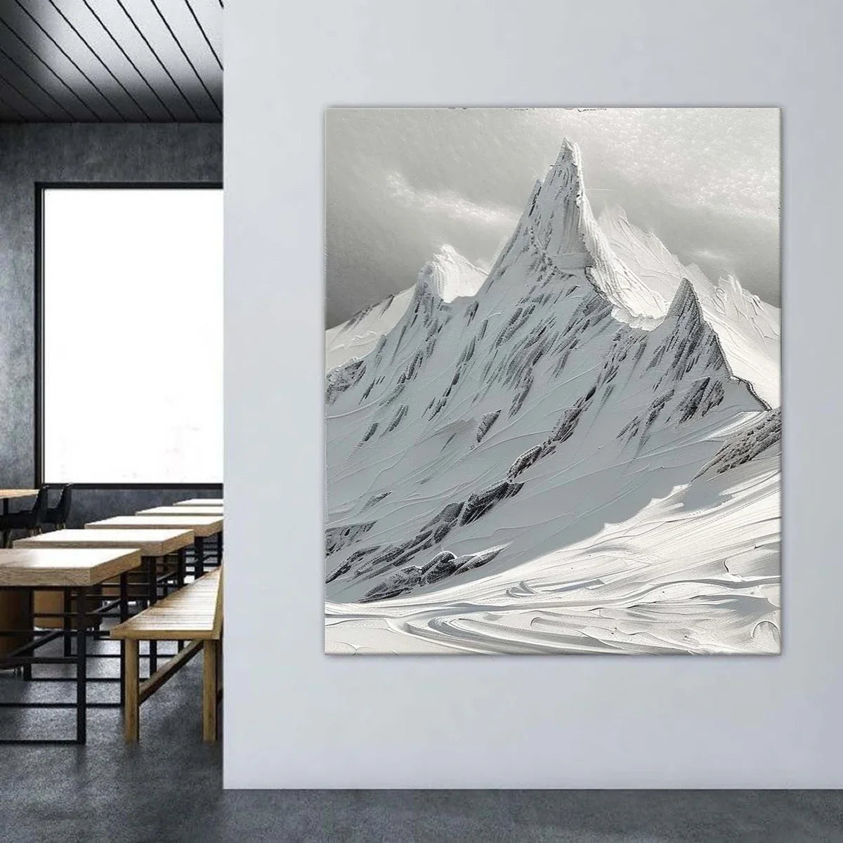 Wall Art Vertical Monochrome Impasto