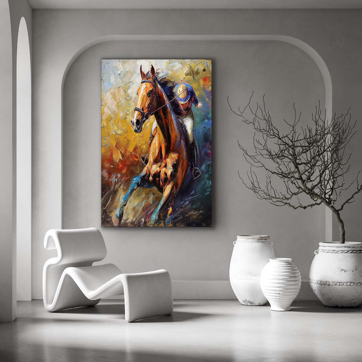 Horse Racing 3D Impasto Painting