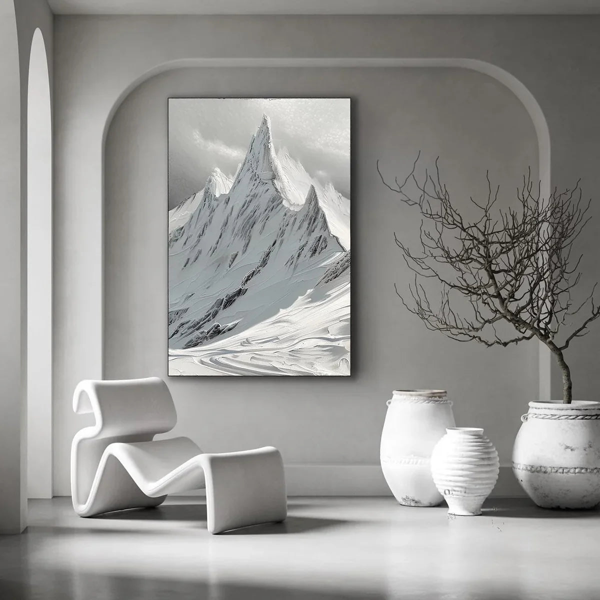Wall Art Vertical Monochrome Impasto