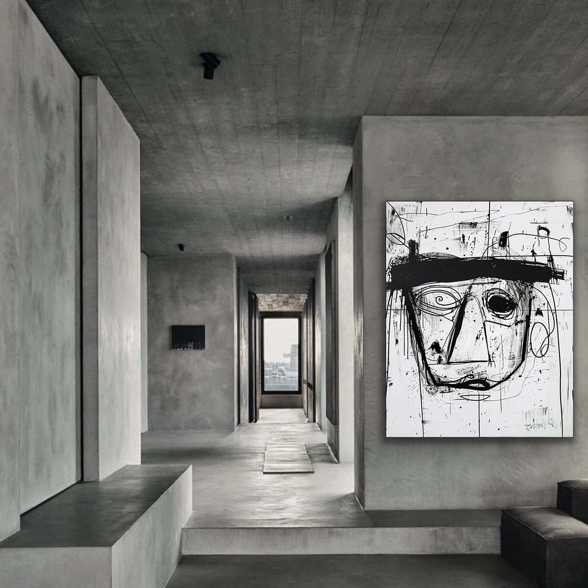 Wall Art Neo Expressionist Abstract Black Portrait