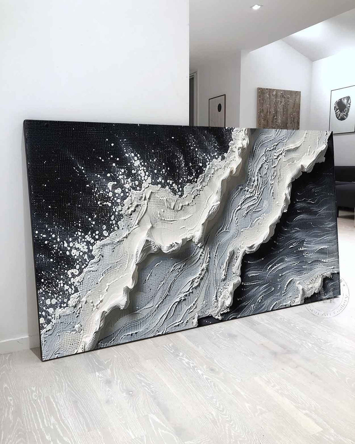 Wall Art Impressionist 3D Ocean Wave Black