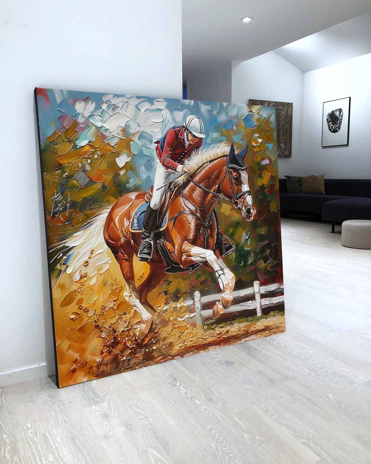 Equestrian Show Jumping 3D Impasto Painting