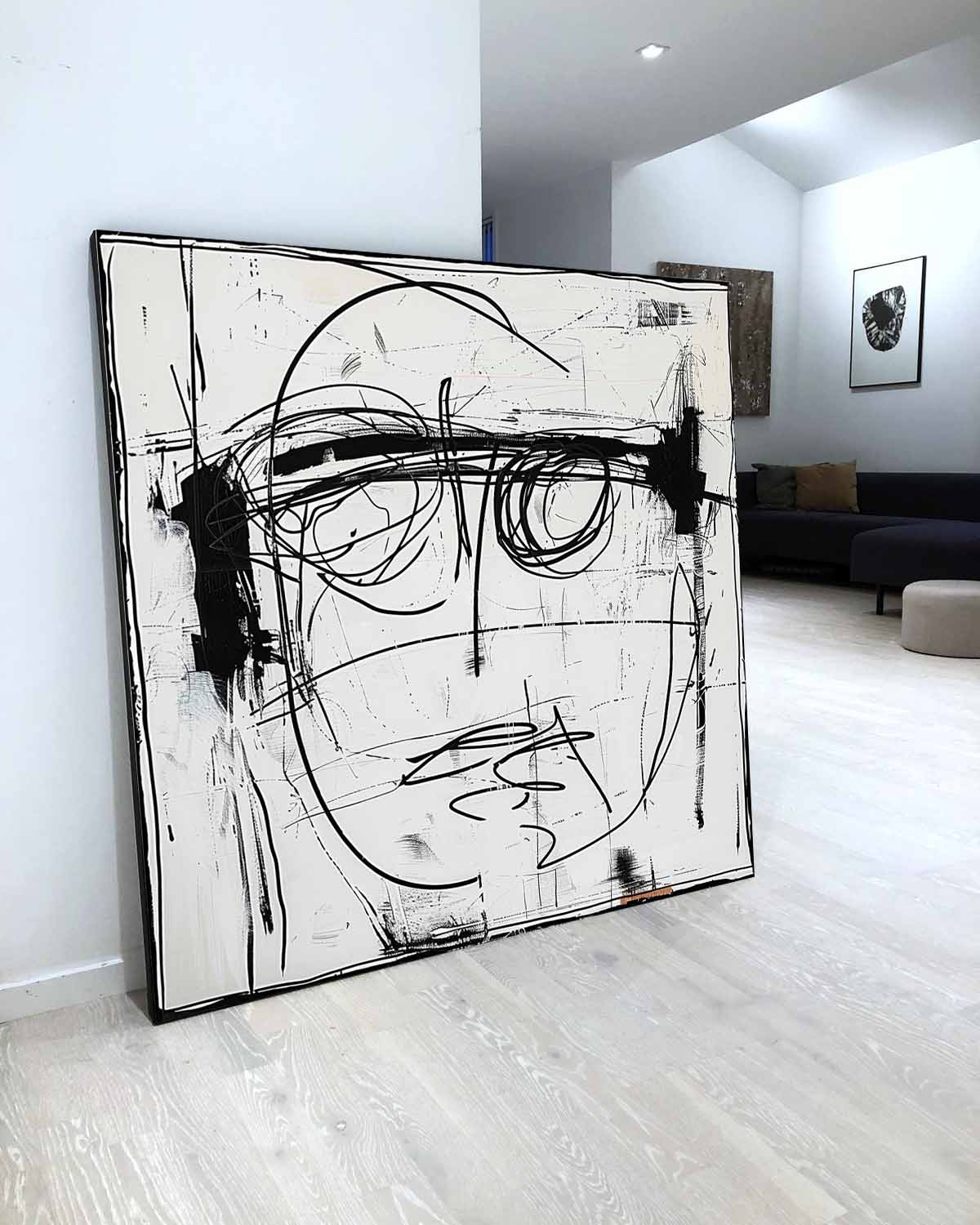 Abstract Expressionist Black White Face Painting