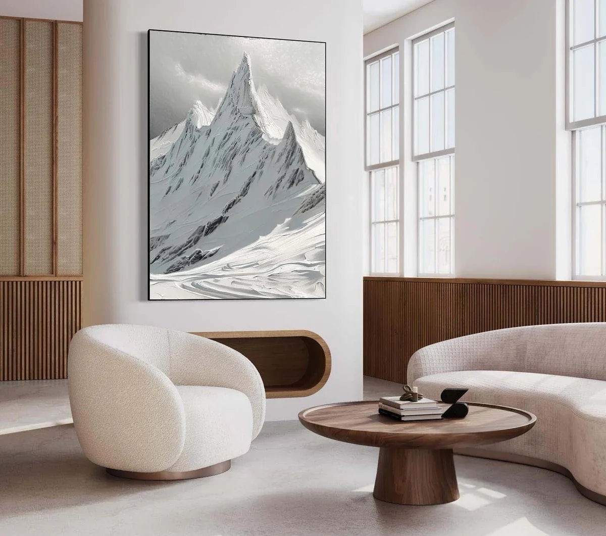 Wall Art Vertical Monochrome Impasto